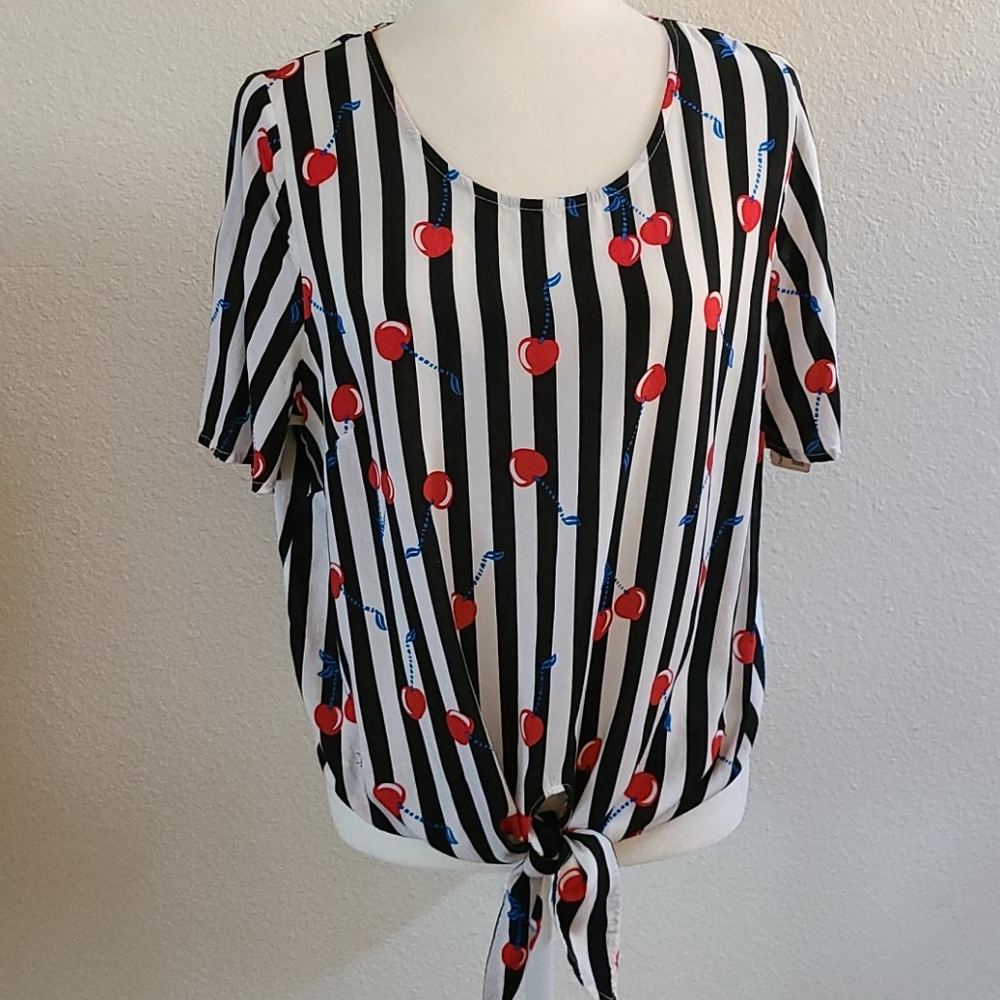 Cynthia Rowley Cherry Print with Front Tie Top